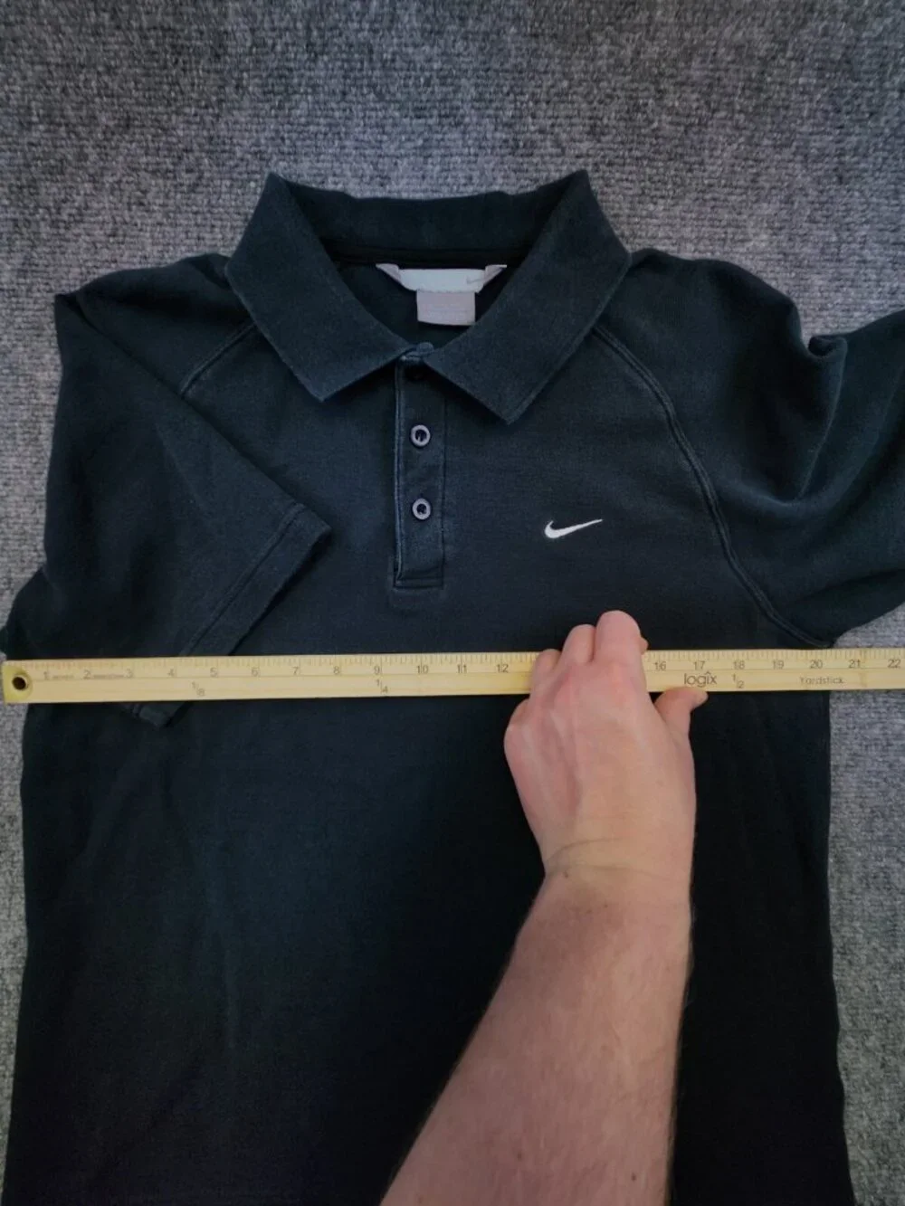 Nike Mens Medium Short Polo Shirt Solid Black Short Sleeve 100% Cotton W/ Swoosh